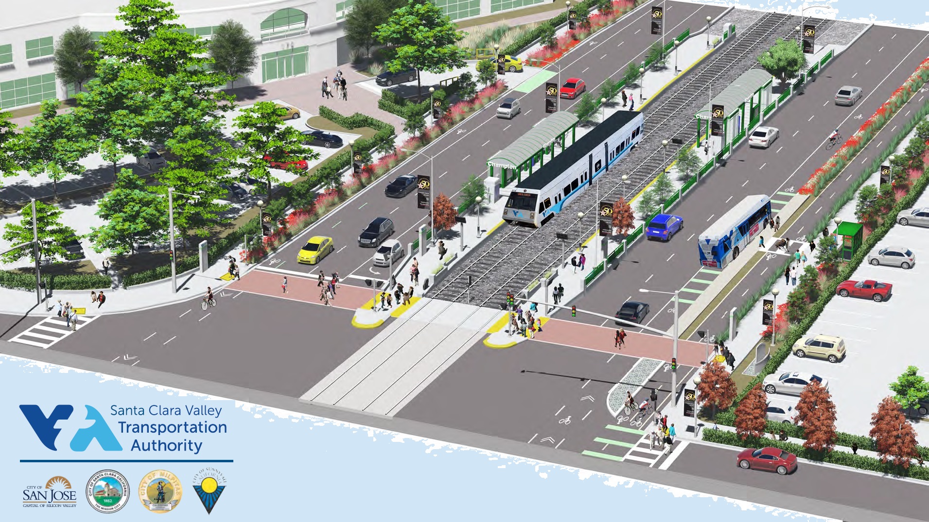 Tasman Drive, improvement rendering near Great America light rail station. Tasman Drive, improvement rendering near Great America light rail station.